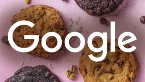 logo google bianco con sfondo cookie